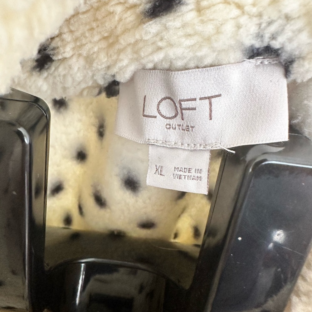 Loft Polka Dot Sherpa Fleece Jacket - Cream and Black - Picture 3 of 4